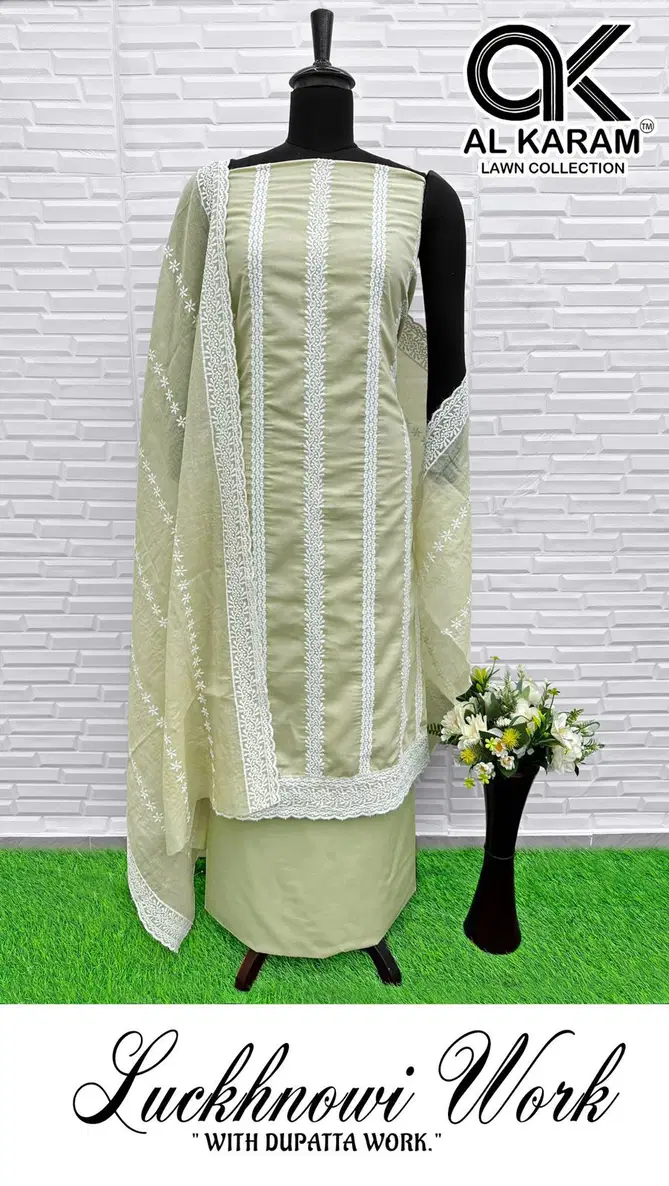 Lucknowi By Al Karam Pure Cotton Dress Material Wholesale In India